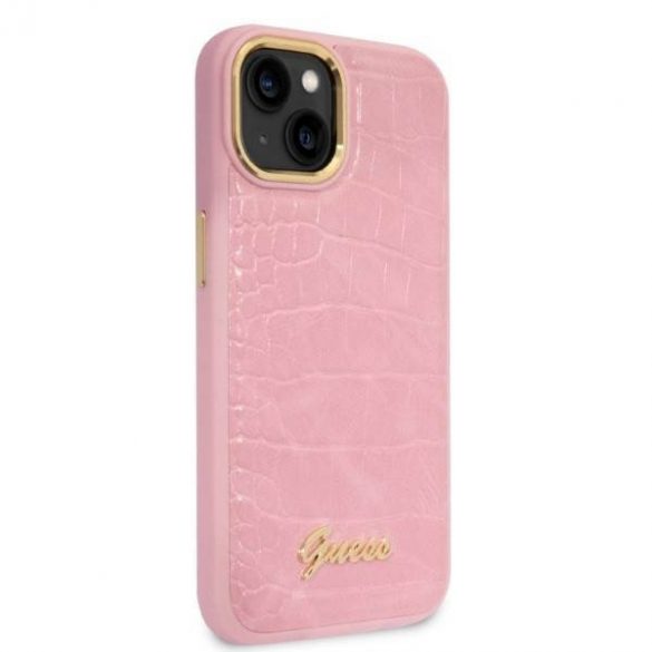 Guess GUHCP14SHGCRHP iPhone 14 / 15 / 13 6.1" rożowy/roz Hardcase Croco Collection