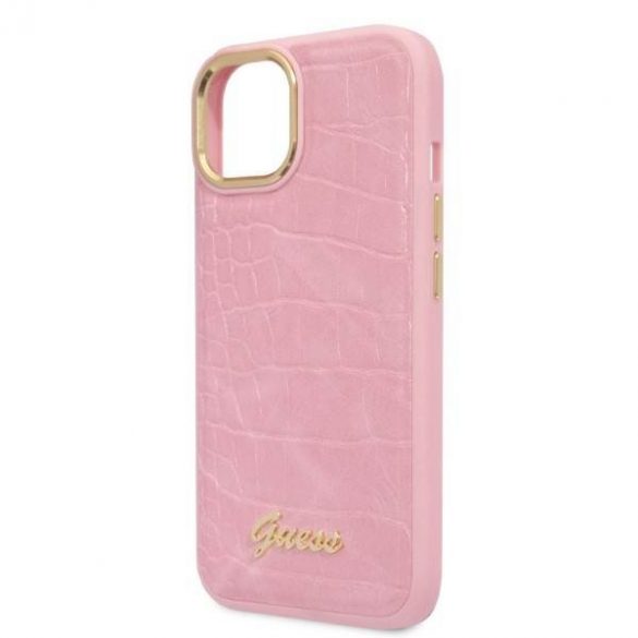 Guess GUHCP14SHGCRHP iPhone 14 / 15 / 13 6.1" rożowy/roz Hardcase Croco Collection