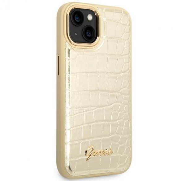 Guess GUHCP14MHGCRHD Husă rigidă pentru iPhone 14 Plus / 15 Plus de 6,7" złoty/aurie Colecția Croco