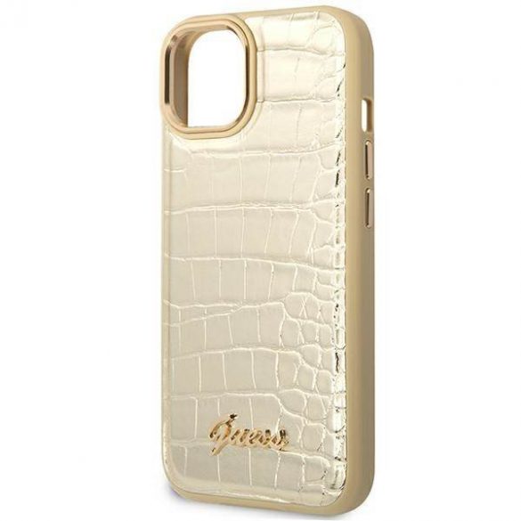 Guess GUHCP14MHGCRHD Husă rigidă pentru iPhone 14 Plus / 15 Plus de 6,7" złoty/aurie Colecția Croco