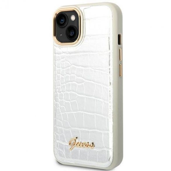 Guess GUHCP14SHGCRHS iPhone 14 / 15 / 13 6.1" srebrny/argintiu Hardcase Croco Collection