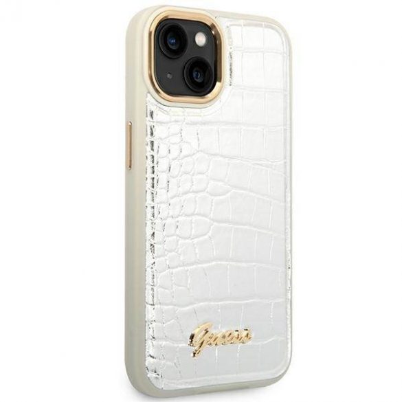 Guess GUHCP14SHGCRHS iPhone 14 / 15 / 13 6.1" srebrny/argintiu Hardcase Croco Collection