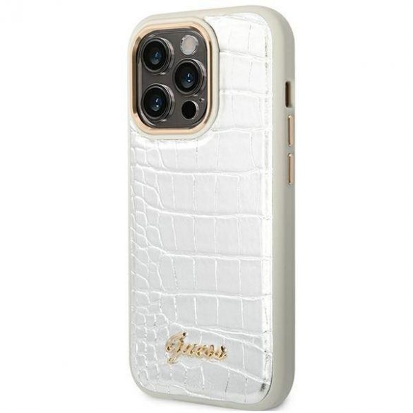 Guess GUHCP14LHGCRHS iPhone 14 Pro 6,1" srebrny/argintiu Hardcase Husa Croco Collection