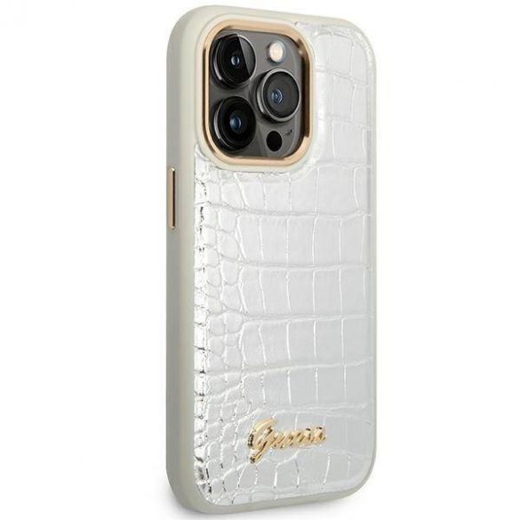 Guess GUHCP14LHGCRHS iPhone 14 Pro 6,1" srebrny/argintiu Hardcase Husa Croco Collection