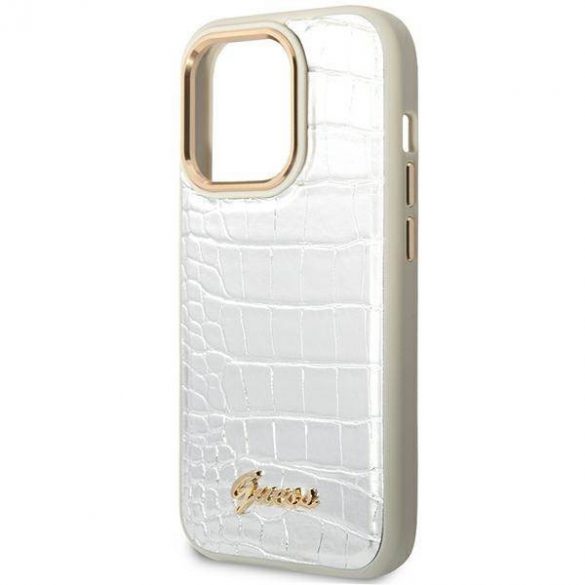 Guess GUHCP14LHGCRHS iPhone 14 Pro 6,1" srebrny/argintiu Hardcase Husa Croco Collection