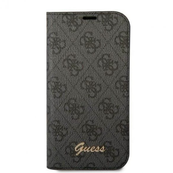 Husă Guess GUBKP14LHG4SHK pentru iPhone 14 Pro 6,1" cu carte neagră/czarny 4G Vintage Gold Logo