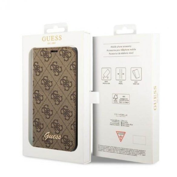 Guess GUBKP14SHG4SHW iPhone 14 / 15 / 13 6.1" brązowy/maro carte 4G Vintage Gold Logo