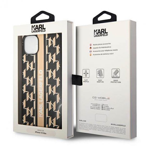 Karl Lagerfeld KLHCP14SPGKLSKW iPhone 14 / 15 / 13 6,1" hardcase brązowy/maro Monogram Stripe