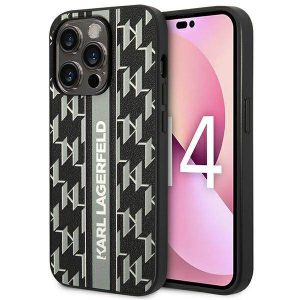 Karl Lagerfeld KLHCP14LPGKLSKG Husă rigidă pentru iPhone 14 Pro de 6,1 inchi, culoare gri/monogram Stripe