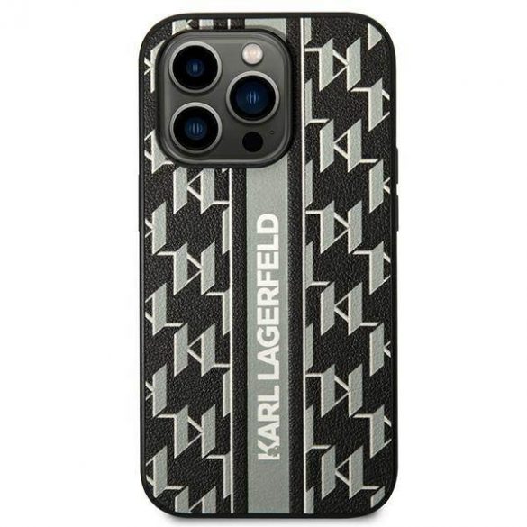 Karl Lagerfeld KLHCP14LPGKLSKG Husă rigidă pentru iPhone 14 Pro de 6,1 inchi, culoare gri/monogram Stripe