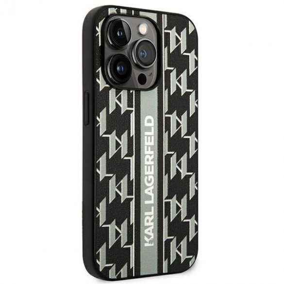 Karl Lagerfeld KLHCP14LPGKLSKG Husă rigidă pentru iPhone 14 Pro de 6,1 inchi, culoare gri/monogram Stripe