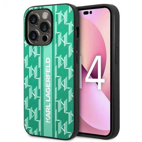 Karl Lagerfeld KLHCP14LPGKLSKN Husă rigidă zielony/verde pentru iPhone 14 Pro 6,1" Monogram Stripe