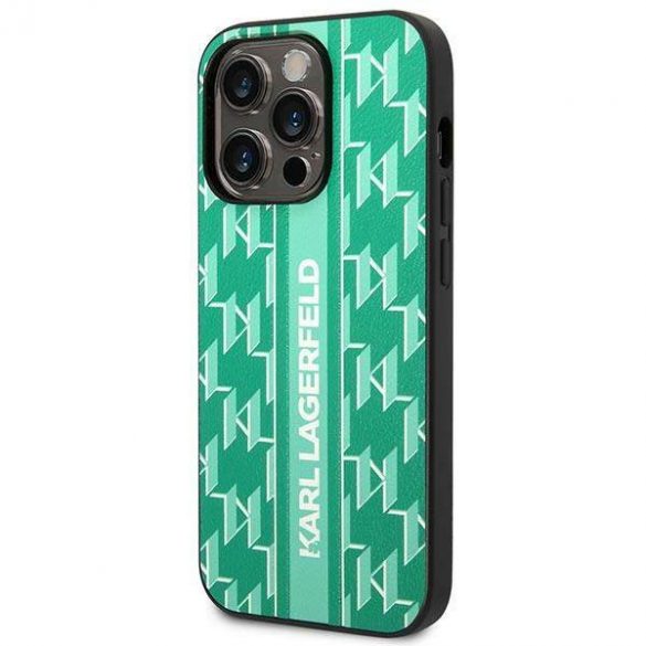 Karl Lagerfeld KLHCP14LPGKLSKN Husă rigidă zielony/verde pentru iPhone 14 Pro 6,1" Monogram Stripe