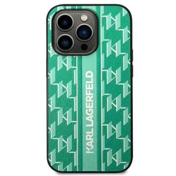 Karl Lagerfeld KLHCP14LPGKLSKN Husă rigidă zielony/verde pentru iPhone 14 Pro 6,1" Monogram Stripe