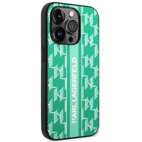 Karl Lagerfeld KLHCP14LPGKLSKN Husă rigidă zielony/verde pentru iPhone 14 Pro 6,1" Monogram Stripe