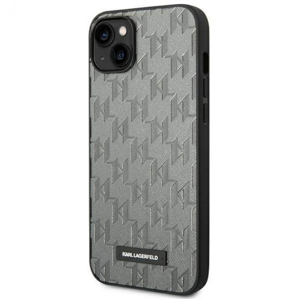 Karl Lagerfeld KLHCP14SSAKLHPG iPhone 14 / 15 / 13 6,1" hard Husă gri/gri Saffiano Mono Metal Logo