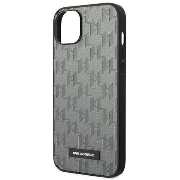 Karl Lagerfeld KLHCP14SSAKLHPG iPhone 14 / 15 / 13 6,1" hard Husă gri/gri Saffiano Mono Metal Logo