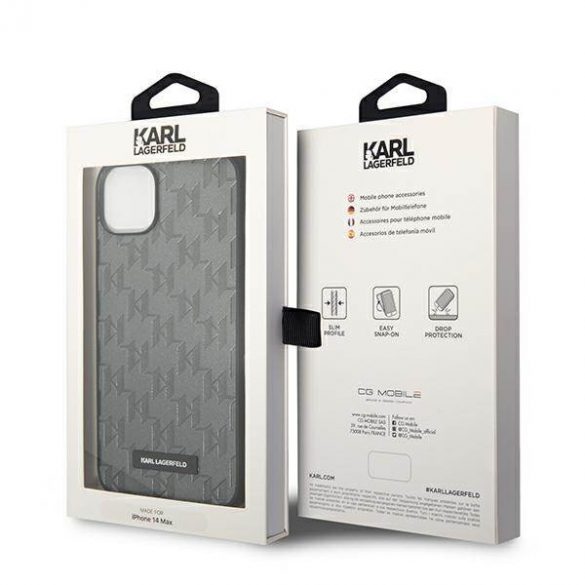 Karl Lagerfeld KLHCP14SSAKLHPG iPhone 14 / 15 / 13 6,1" hard Husă gri/gri Saffiano Mono Metal Logo