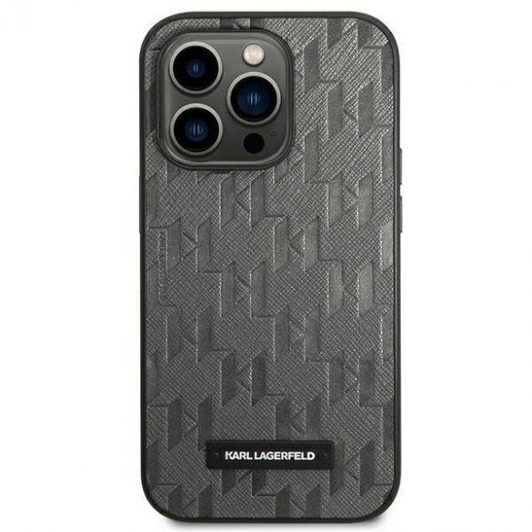 Karl Lagerfeld KLHCP14LSAKLHPG Husă rigidă pentru iPhone 14 Pro 6,1" szary/gri Husă Saffiano Mono Metal Logo