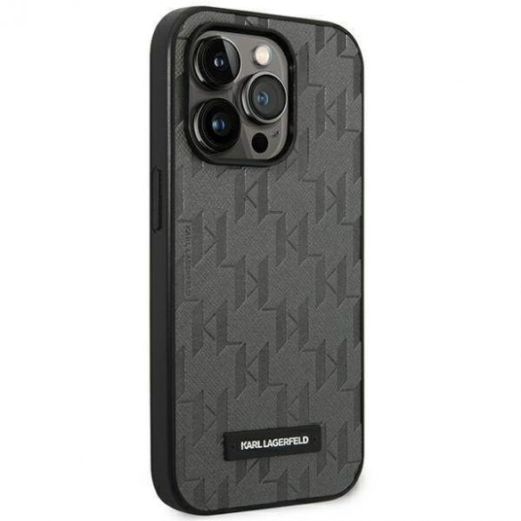 Karl Lagerfeld KLHCP14LSAKLHPG Husă rigidă pentru iPhone 14 Pro 6,1" szary/gri Husă Saffiano Mono Metal Logo