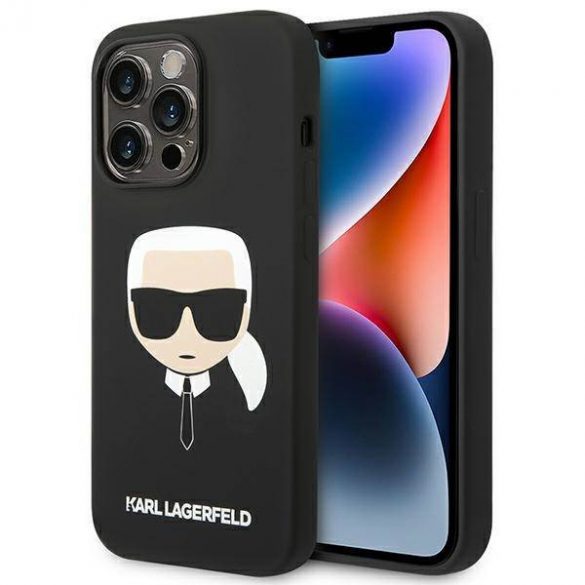 Karl Lagerfeld KLHCP14XSLKHBK iPhone 14 Pro Max 6,7" hard Husă negru/negru Silicon Karl's Head husă