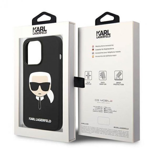 Karl Lagerfeld KLHCP14XSLKHBK iPhone 14 Pro Max 6,7" hard Husă negru/negru Silicon Karl's Head husă