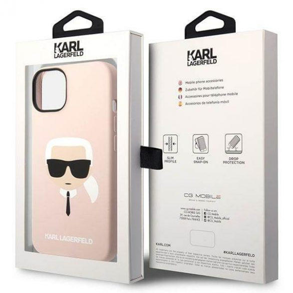 Karl Lagerfeld KLHCP14SSLKHLP iPhone 14 / 15 / 13 6,1" hardcase różowy/roz Silicon Karl's Head