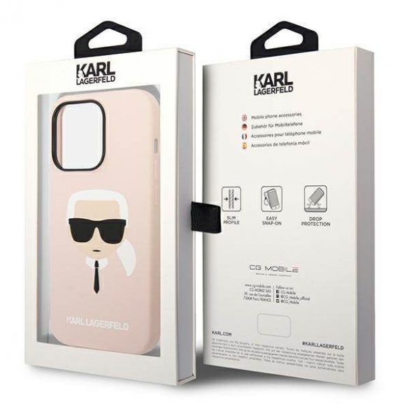 Karl Lagerfeld KLHCP14LSLKHLP iPhone 14 Pro 6,1" husă rigidă rożowy/roz Husă din silicon Karl's Head