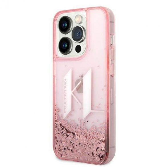 Karl Lagerfeld KLHCP14XLBKLCP Husă rigidă pentru iPhone 14 Pro Max 6,7" rożowy/roz Husă Liquid Glitter Big KL