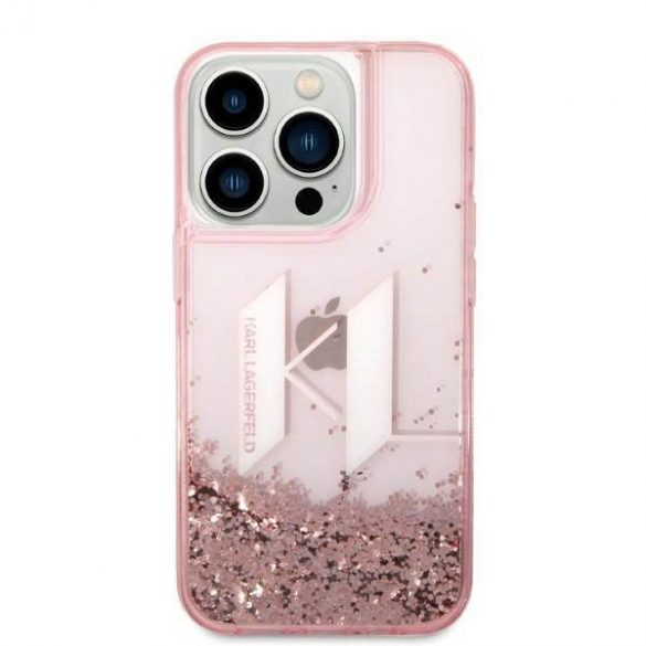 Karl Lagerfeld KLHCP14XLBKLCP Husă rigidă pentru iPhone 14 Pro Max 6,7" rożowy/roz Husă Liquid Glitter Big KL