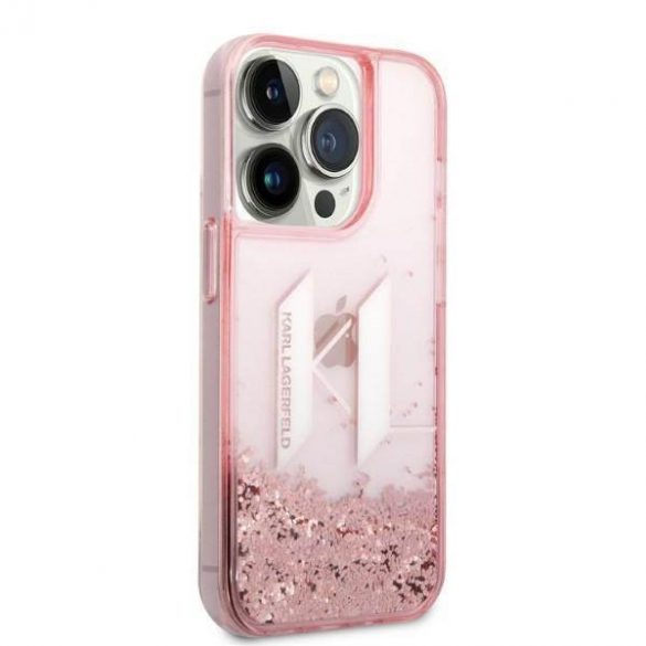 Karl Lagerfeld KLHCP14XLBKLCP Husă rigidă pentru iPhone 14 Pro Max 6,7" rożowy/roz Husă Liquid Glitter Big KL