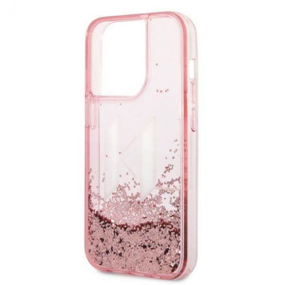 Karl Lagerfeld KLHCP14XLBKLCP Husă rigidă pentru iPhone 14 Pro Max 6,7" rożowy/roz Husă Liquid Glitter Big KL