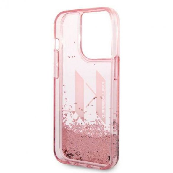 Karl Lagerfeld KLHCP14XLBKLCP Husă rigidă pentru iPhone 14 Pro Max 6,7" rożowy/roz Husă Liquid Glitter Big KL