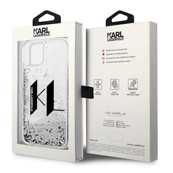 Karl Lagerfeld KLHCP14SLBKLCS iPhone 14 / 15 / 13 6,1" srebrny/argintiu Hardcase Liquid Glitter Big KL