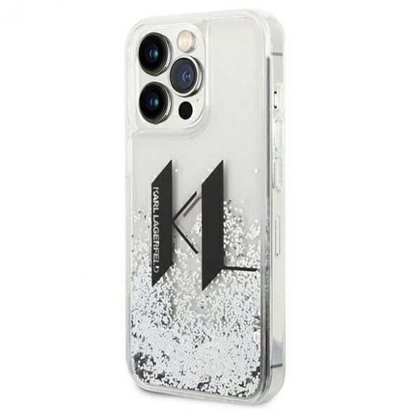 Karl Lagerfeld KLHCP14LLBKLCS iPhone 14 Pro 6,1" srebrny/silver hard Husă Liquid Glitter Big KL husă