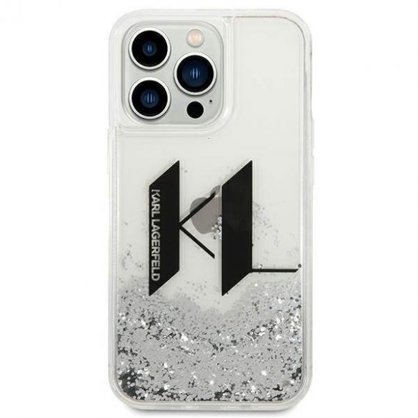 Karl Lagerfeld KLHCP14LLBKLCS iPhone 14 Pro 6,1" srebrny/silver hard Husă Liquid Glitter Big KL husă