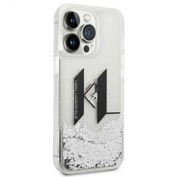 Karl Lagerfeld KLHCP14LLBKLCS iPhone 14 Pro 6,1" srebrny/silver hard Husă Liquid Glitter Big KL husă