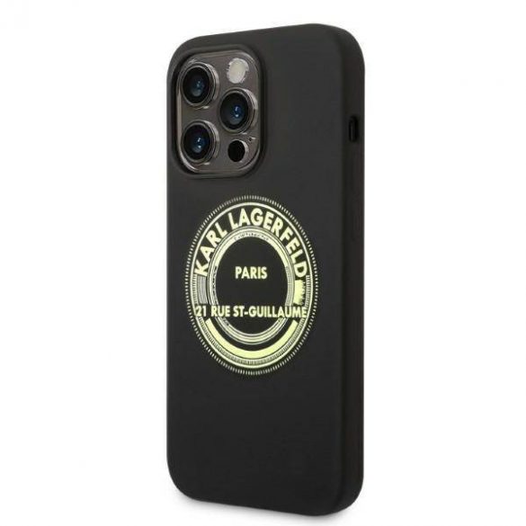 Karl Lagerfeld KLHCP14XSRSGRCK Husă rigidă pentru iPhone 14 Pro Max de 6,7 inchi, negru/negru, husă silicon RSG