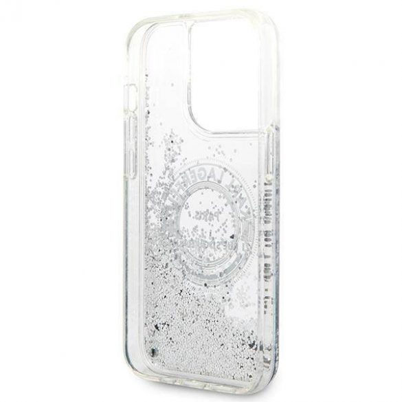 Karl Lagerfeld KLHCP14XLCRSGRS Husă rigidă srebrny/argintie pentru iPhone 14 Pro Max 6,7" Liquid Glitter RSG