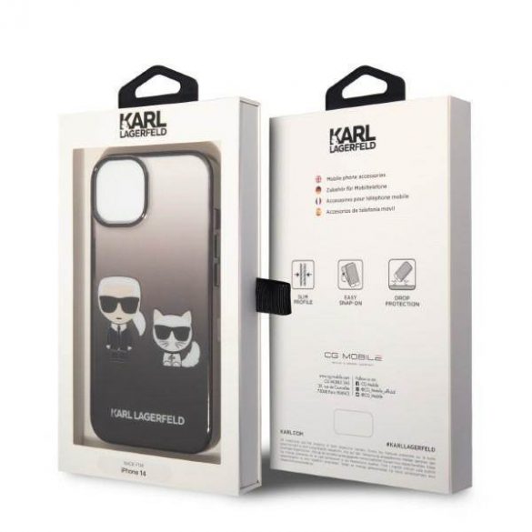 Karl Lagerfeld KLHCP14STGKCK iPhone 14 / 15 / 13 6,1" hardcase czarny/negru Gradient Ikonik Karl & Choupette