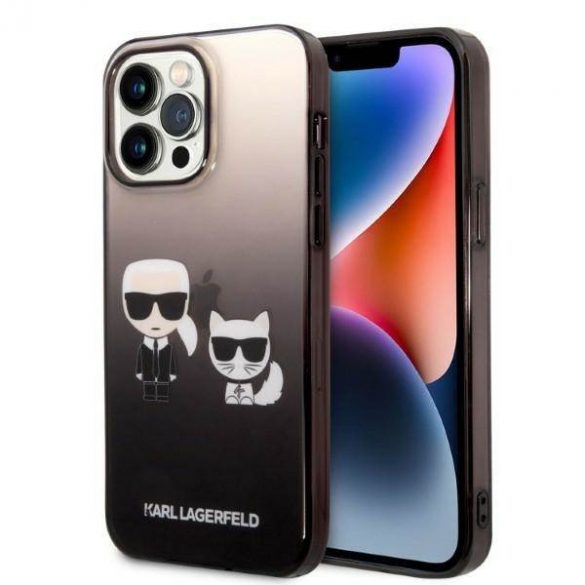 Karl Lagerfeld KLHCP14LTGKCK Husă rigidă pentru iPhone 14 Pro de 6,1 inchi, negru/czarny Gradient Ikonik Husă Karl & Choupette