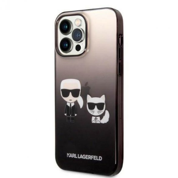 Karl Lagerfeld KLHCP14LTGKCK Husă rigidă pentru iPhone 14 Pro de 6,1 inchi, negru/czarny Gradient Ikonik Husă Karl & Choupette