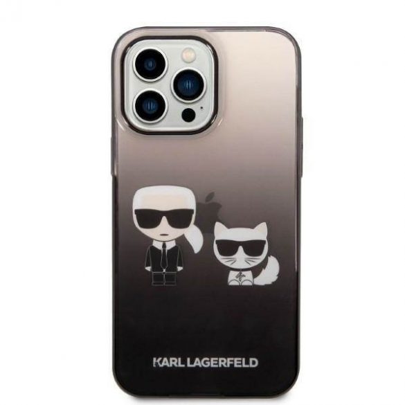 Karl Lagerfeld KLHCP14LTGKCK Husă rigidă pentru iPhone 14 Pro de 6,1 inchi, negru/czarny Gradient Ikonik Husă Karl & Choupette