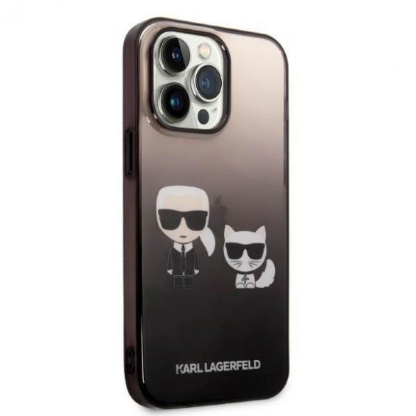 Karl Lagerfeld KLHCP14LTGKCK Husă rigidă pentru iPhone 14 Pro de 6,1 inchi, negru/czarny Gradient Ikonik Husă Karl & Choupette