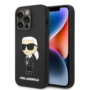 Karl Lagerfeld KLHCP14LSNIKBCK Husă rigidă pentru iPhone 14 Pro de 6,1 inchi Husă siliconică Ikonik neagră/czarny