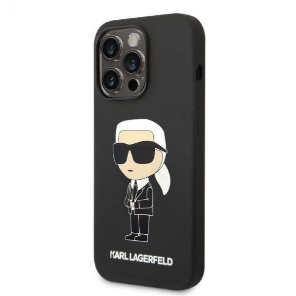 Karl Lagerfeld KLHCP14XSNIKBCK Husă rigidă pentru iPhone 14 Pro Max de 6,7 inchi, negru/negru, husă din silicon Ikonik