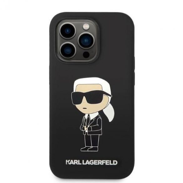 Karl Lagerfeld KLHCP14XSNIKBCK Husă rigidă pentru iPhone 14 Pro Max de 6,7 inchi, negru/negru, husă din silicon Ikonik