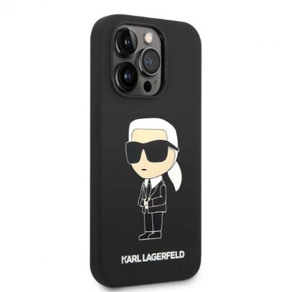 Karl Lagerfeld KLHCP14XSNIKBCK Husă rigidă pentru iPhone 14 Pro Max de 6,7 inchi, negru/negru, husă din silicon Ikonik