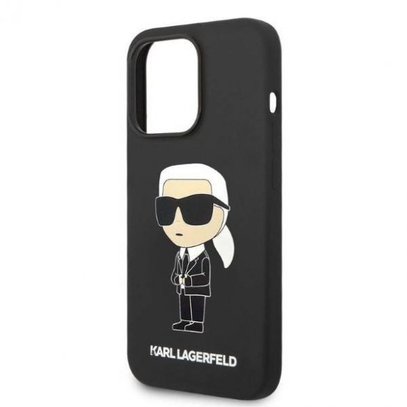 Karl Lagerfeld KLHCP14XSNIKBCK Husă rigidă pentru iPhone 14 Pro Max de 6,7 inchi, negru/negru, husă din silicon Ikonik