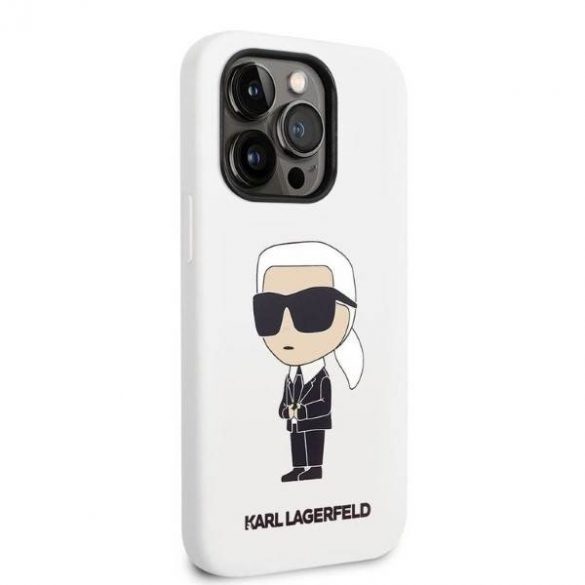 Karl Lagerfeld KLHCP14LSNIKBCH iPhone 14 Pro 6,1" husă rigidă biał/albă din silicon Ikonik